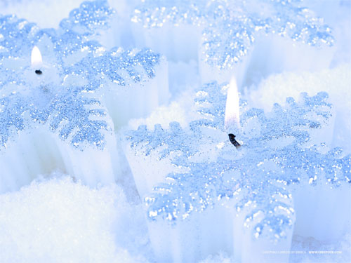 Wallpaper-candles-snowflake-white-blue in Beautiful Christmas Pictures and Creative Christmas Designs