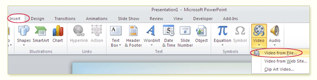 insert video to powerpoint 2010