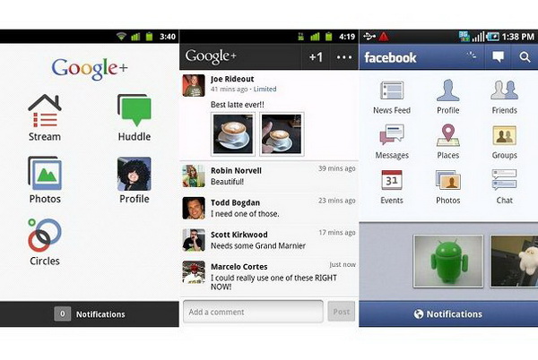 Google+ VS. Facebook mobile 