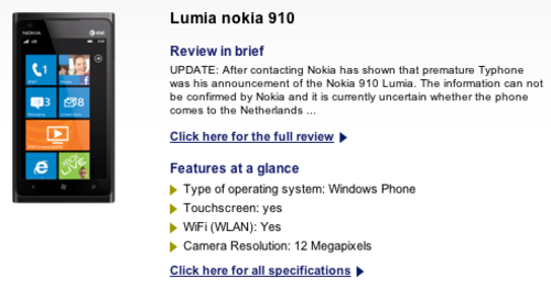Nokia Lumia 910 leaked