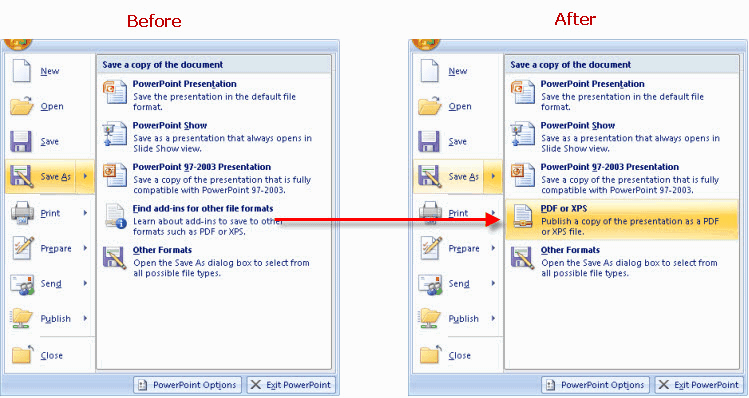 PowerPoint 2007 to PDF add-in