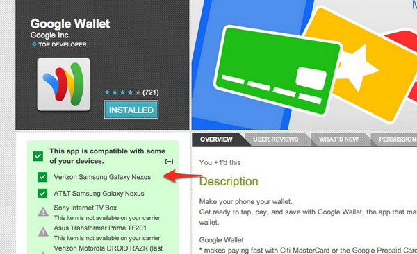 Verizon Nexus Google Wallet