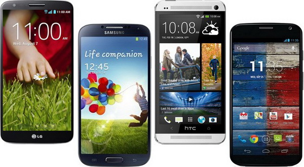 LG G2 vs. Samsung Galaxy S 4 vs. HTC One vs. Moto X