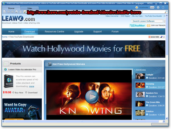 Leawo Free YouTube Downloader home page