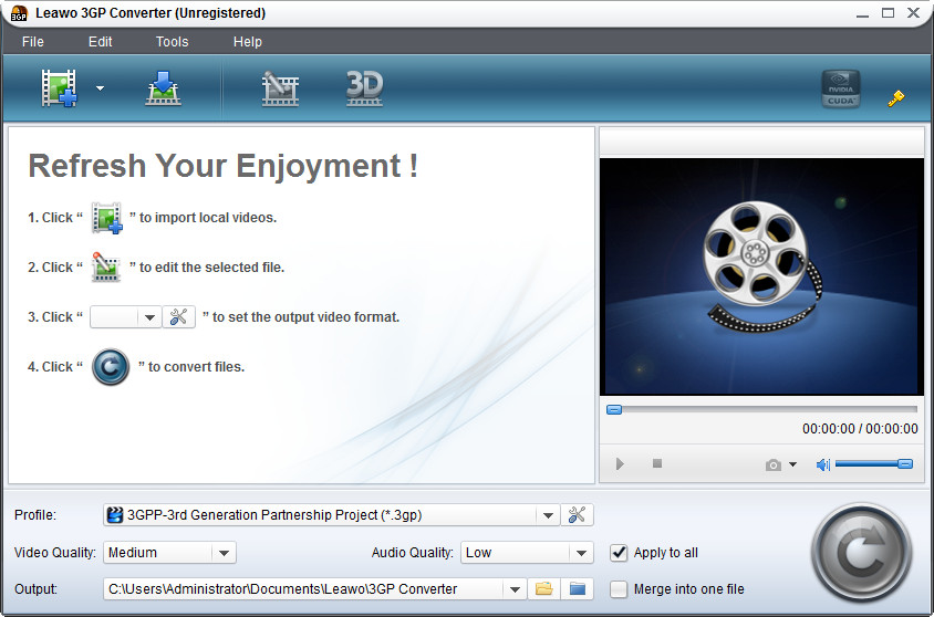 Screenshot of Leawo 3GP Converter Pro Leawo 3GP Converter Pro screenshot