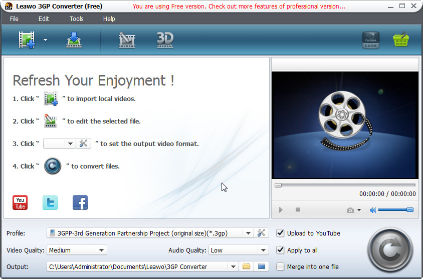 Screenshot of Leawo Free MKV to 3GP Converter Leawo Free MKV to 3GP Converter screenshot