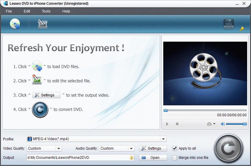 Screenshot of Leawo DVD to iPhone Converter Leawo DVD to iPhone Converter screenshot