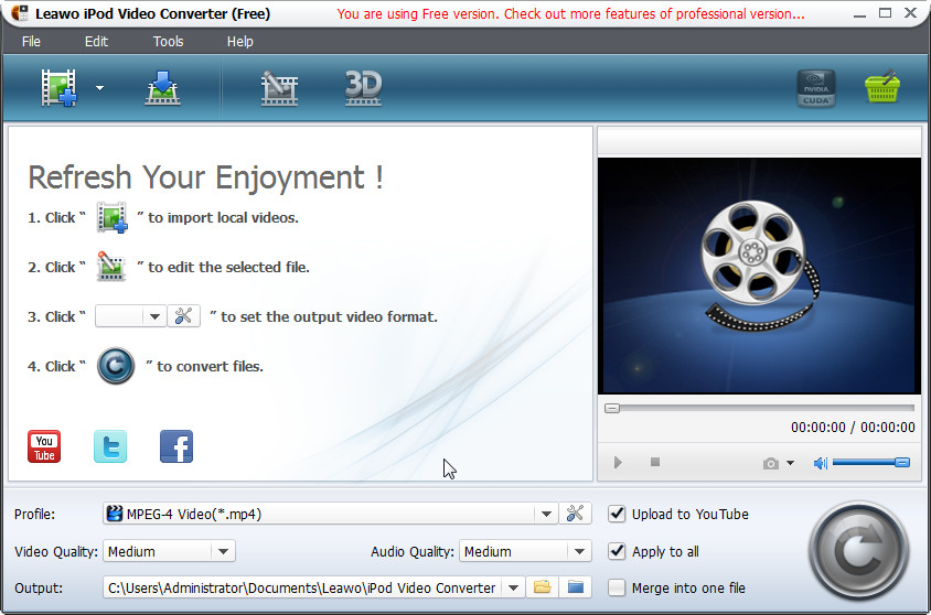 Screenshot of Leawo Free MKV to iPod Converter Leawo Free MKV to iPod Converter screenshot