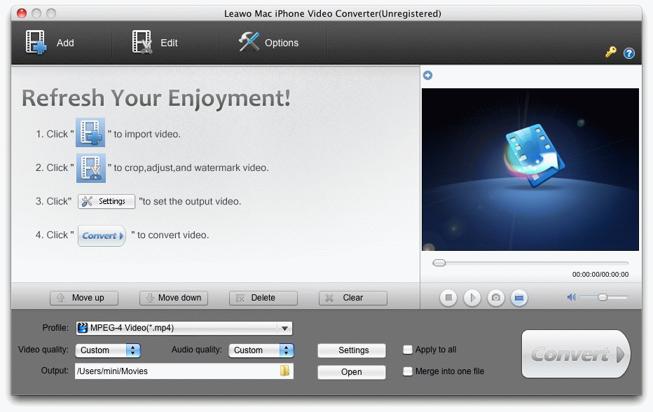 Screenshot of Leawo Mac iPhone Converter Leawo Mac iPhone Converter screenshot