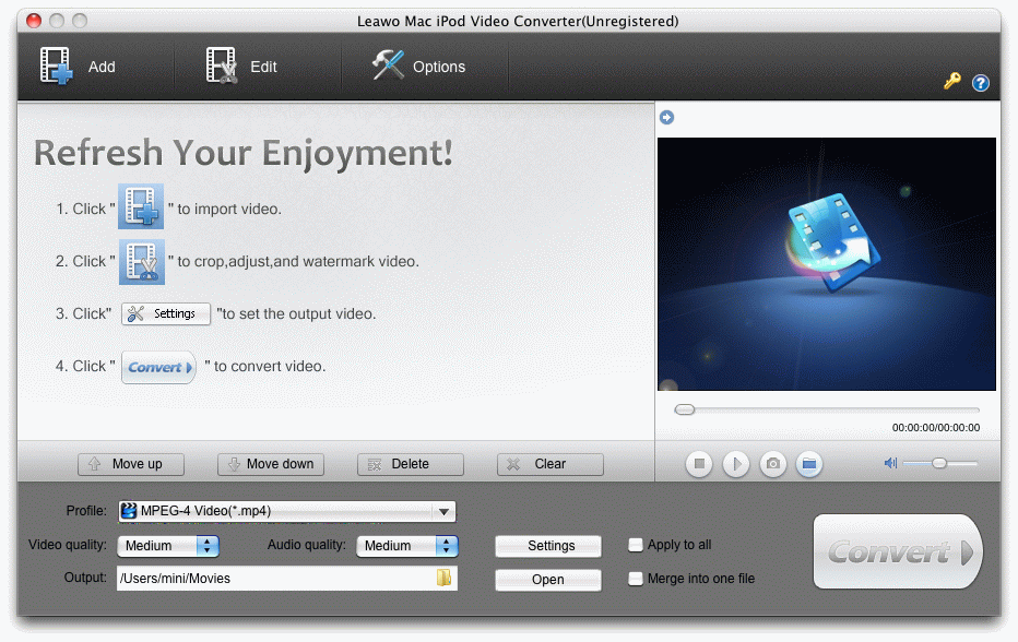 Leawo Mac iPod Converter Screenshot