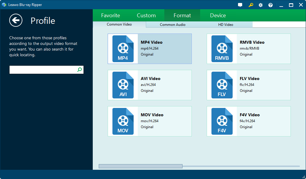 Select Output Profile