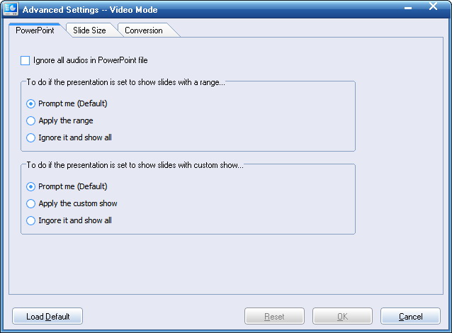 Advanced settings of converting PowerPoint to video