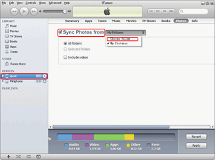 Choose the folder of iPhone 5 photos