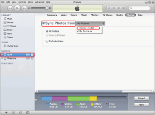 Choose the folder of iPhone 5 photos Choose the folder of iPhone 5 photos