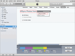 Choose the folder of iPod touch 5 photos