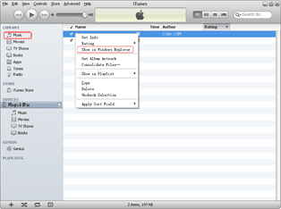 Find transferred iPod music
