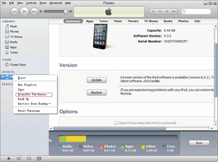 Transferencia de iPod touch 5 compras