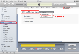Fotos de iPod 4 para iPod 5: Importar fotos de pasta