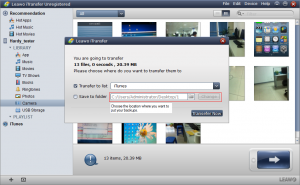 After you click the button, here will be a dialog for you to choose the backup location and then start transferring.