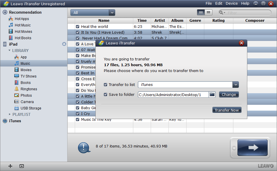 Transfer Settings Transfer Settings