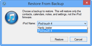 Restore from iTunes backup with iTunes - choose iTunes backup