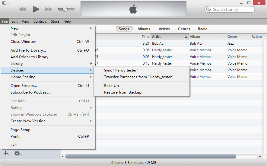 Restore from backup using iTunes - method 1