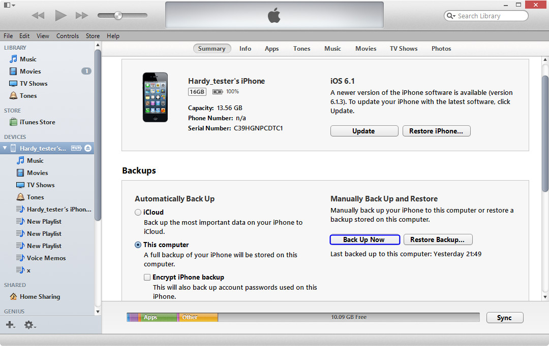 Copia de seguridad de iPhone a iTunes