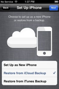 Restaurer l'iPhone à partir de sauvegarde icloud