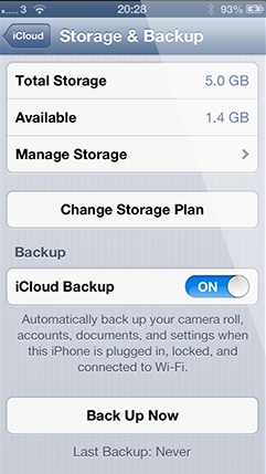 Girare iCloud backup e il backup ora