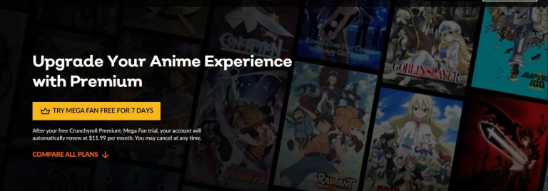 crunchyroll website interface