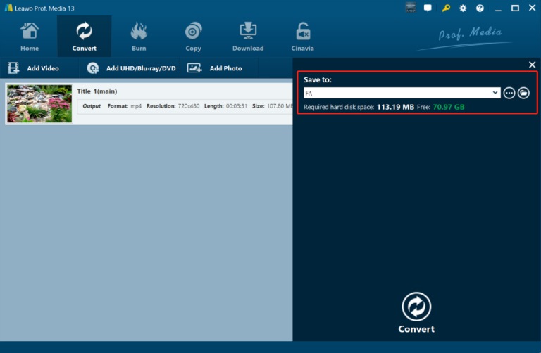 convert blu-ray start the convert process