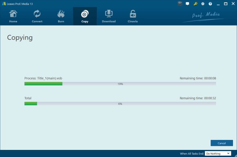 複製藍光到電腦開始複製