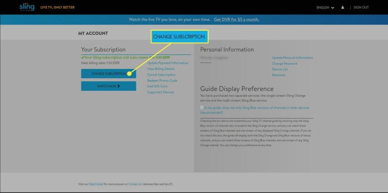 pause sling tv subscription