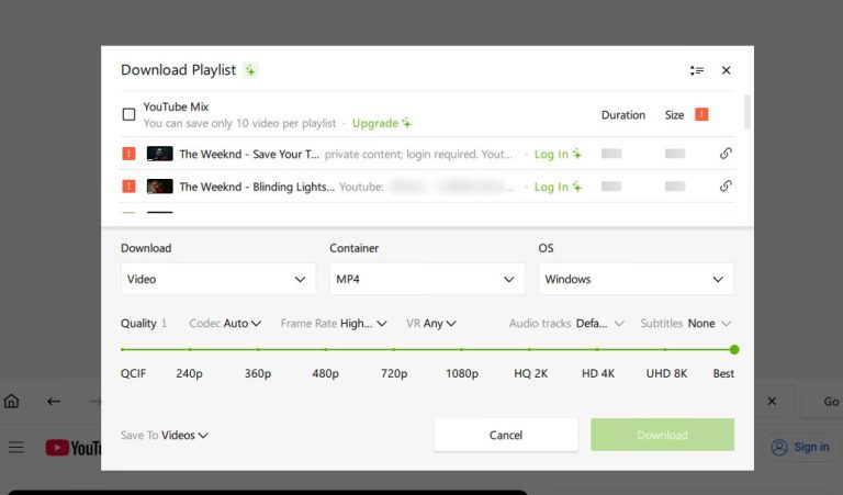 4k video downloader plus playlist parse