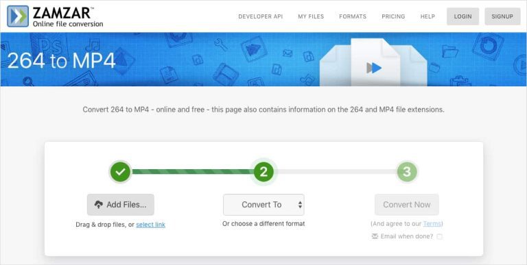 add file in zamzar
