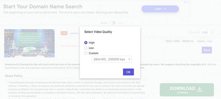 stream recorder extension quality