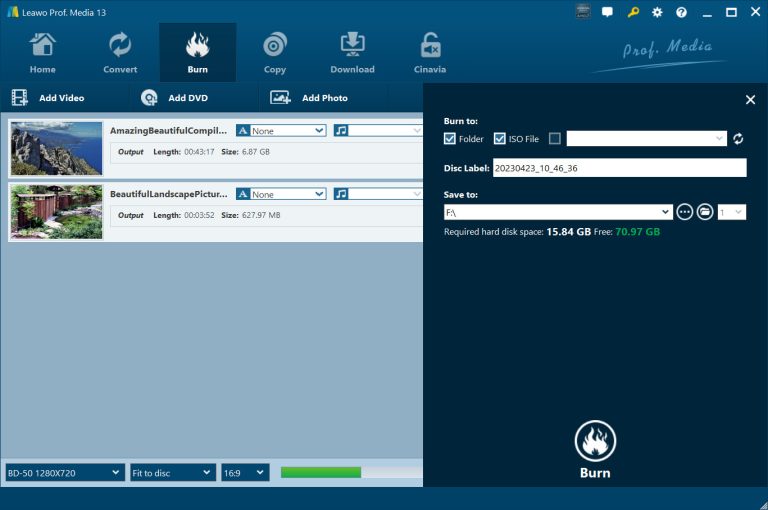 choose output settings