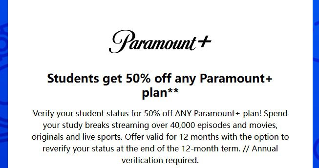 paramount student discount