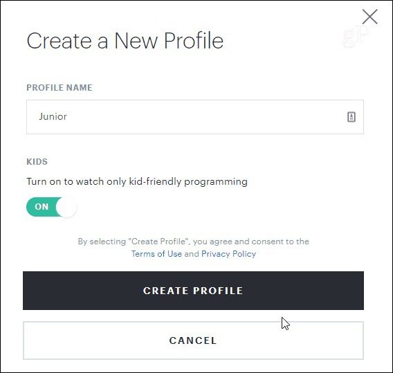 set up kid profile on Hulu