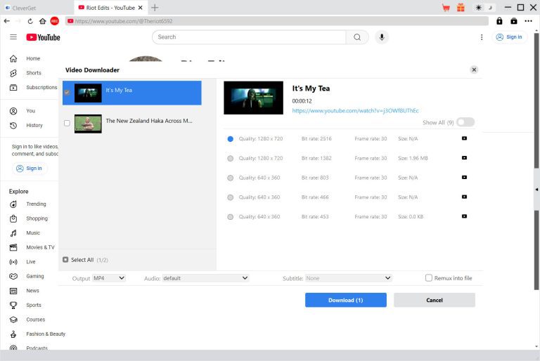 download youtube channel with cleverget
