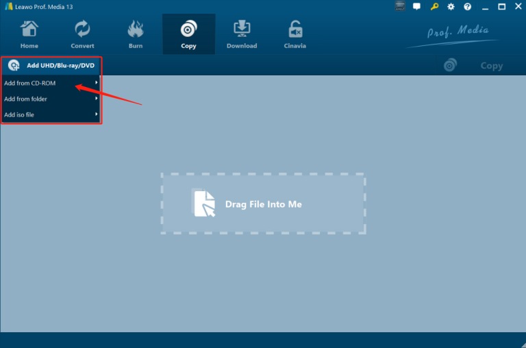 Load target Blu-ray in Leawo Blu-ray Copy