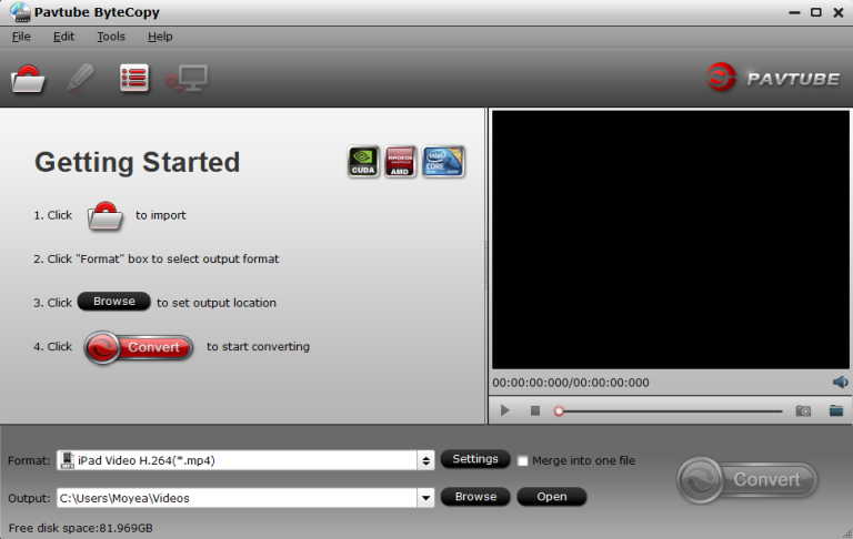 Pavtube ByteCopy interface