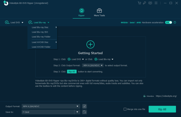 load the blu-ray disc in videobyte bd-dvd ripper