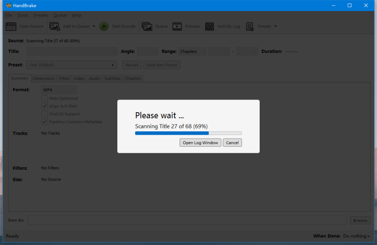 read the file in handbrake