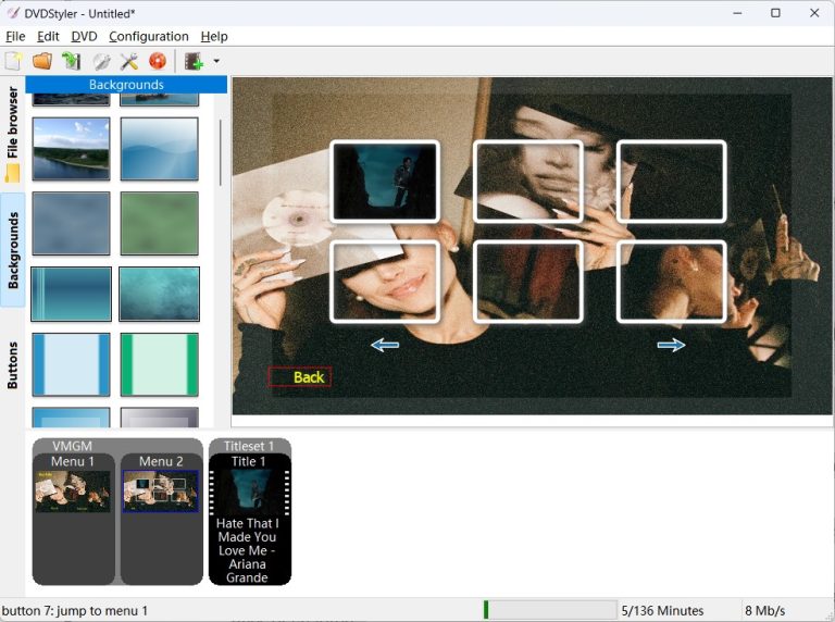 customize menu canvas in dvdstyler