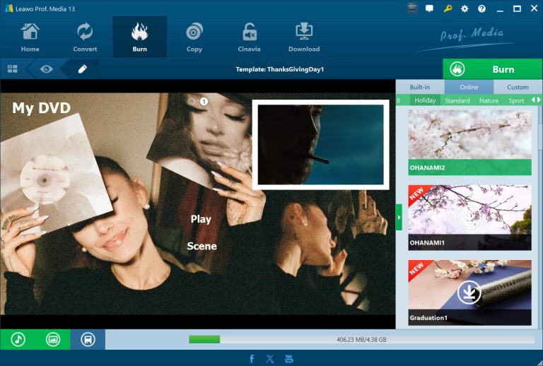 customize menu template in leawo dvd creator