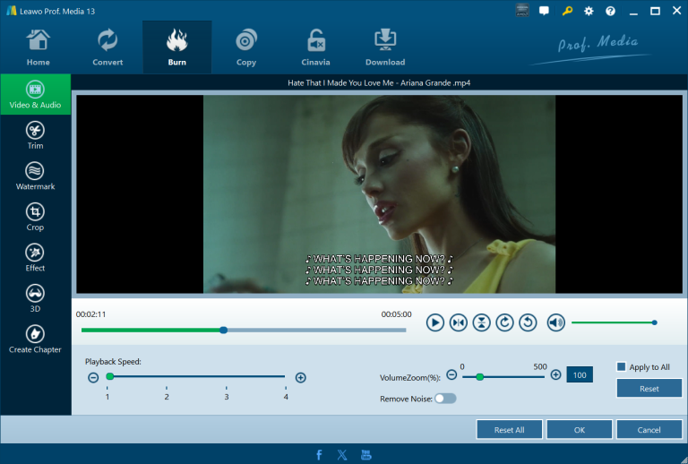 edit video file in leawo dvd creator