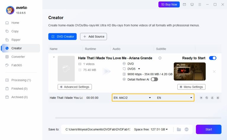 select audio and subtitle tracks in dvdfab