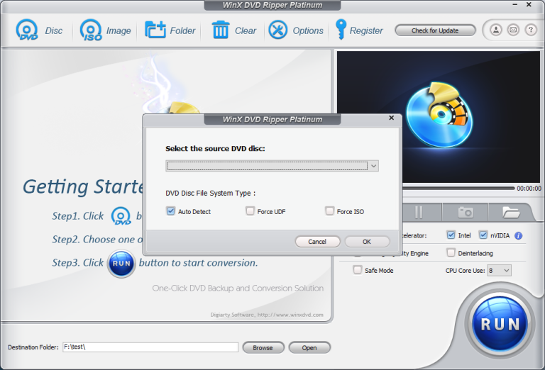 winx dvd ripper platinum select dvd disc interface