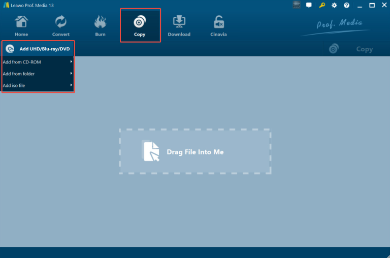 Add the source disc in Leawo Blu-ray Copy